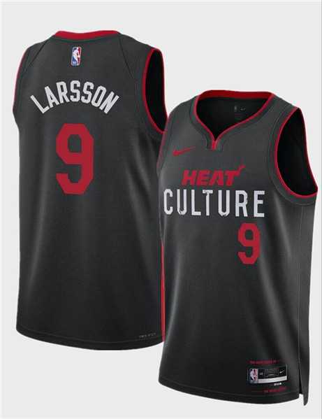 Mens Miami Heat #9 Pelle Larsson Black 2024 Draft City Edition Stitched Basketball Jersey Dzhi